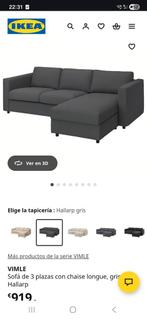 IKEA VILME bankhoes in volledig grijze, Ophalen of Verzenden, Gebruikt, Eenpersoons, Stof