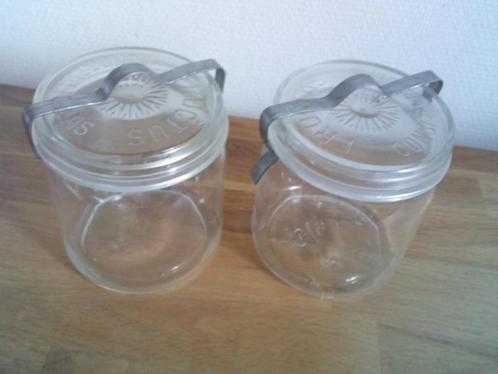 2 oude glazen weckpotten fructus met beugel[setprijs 7,00], Antiek en Kunst, Curiosa en Brocante, Ophalen of Verzenden