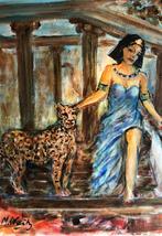 cleopatra met cheeta., Antiek en Kunst, Ophalen