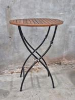 Statafel teak blad en zwart ijzeren frame, Ophalen, Zo goed als nieuw