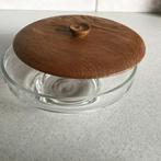 Glazen schaaltje met houten deksel, Ophalen, Gebruikt, Schaal, Rond