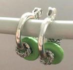 APARTE ZILVERKLEURIGE GROENE OORBELLEN NIEUW, Overige materialen, Hangers, Nieuw, Ophalen of Verzenden