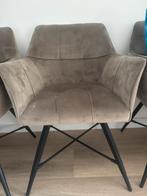 4 Taupe Eetkamerstoelen - Geïmpregneerd, Ophalen, Gebruikt, Bruin, Vier