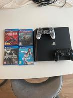 PS4 Pro 1TB + 2 Controllers + 4 Topgames (God of War, Spid, Ophalen of Verzenden, Zo goed als nieuw, Met 2 controllers, Pro