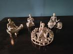 Set Thaise bronzen/messing muzikanten. Handgegoten beelden,, Antiek en Kunst, Antiek | Koper en Brons, Ophalen of Verzenden