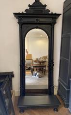 Grote spiegel met plateau antiek zwart halspiegel 249cm VdlM, Antiek en Kunst, Antiek | Spiegels, Ophalen, Overige vormen, 100 tot 150 cm