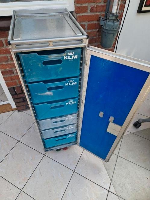 KLM mid size vliegtuig trolley met 6 lades cateringkar, Verzamelen, Luchtvaart en Vliegtuigspotten, Gebruikt, Overige typen, Ophalen