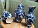 Delfts Blauw Molen Vazen Set, Antiek en Kunst, Ophalen of Verzenden