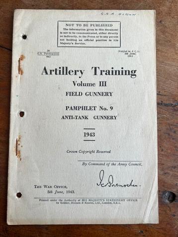 WO2 Brits Artillerie voorschrift anti-tank kanon 6 17 Ponder beschikbaar voor biedingen