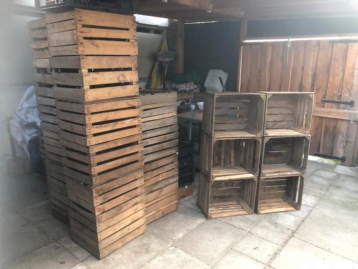 Mooie blanco houten fruitkisten / veilingkisten, Huis en Inrichting, Woonaccessoires | Kisten, Zo goed als nieuw, Minder dan 50 cm