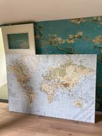 Ingespannen Wereldkaart, Huis en Inrichting, Ophalen, 125 cm of meer, Zo goed als nieuw, Schilderij