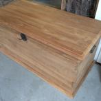 Dekenkist 100cm, onbehandeld teak, opbergkist, salontafel, 100 tot 150 cm, 50 tot 75 cm, Teakhout, Nieuw