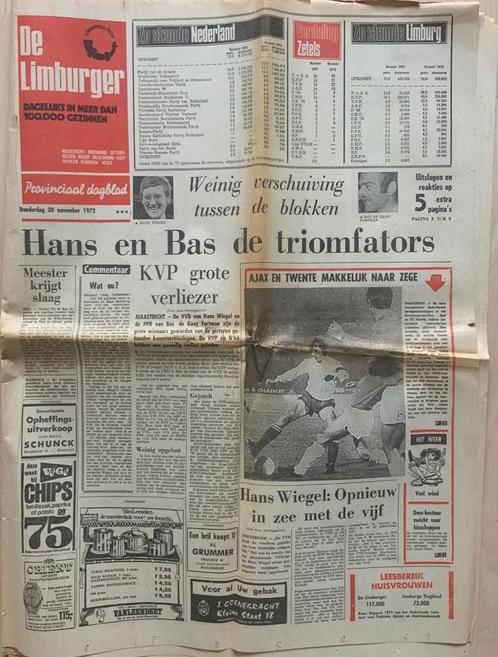 Krant De Limburger 1972 - 2e kamer verkiezingen uitslag., Verzamelen, Tijdschriften, Kranten en Knipsels, Krant, Nederland, 1960 tot 1980