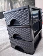 Zwart Mini Ladekastje met 3 Lades – Rattan Look Organizer, Ophalen of Verzenden, Zo goed als nieuw, Minder dan 100 cm, 25 tot 50 cm