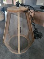 Leuke Hanglamp met Houten Details, Huis en Inrichting, Gebruikt, Ophalen of Verzenden, Minder dan 50 cm, Metaal