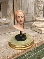 Per Sempre ,Antiek  Madonna hoofdje,glazen oogjes, Antiek en Kunst, Ophalen of Verzenden