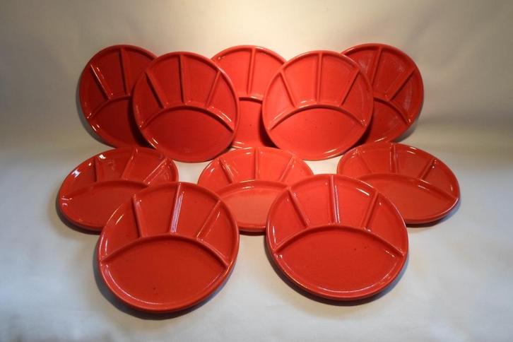 Jasba Fondue Borden Oranje 10 Stuks, Verzamelen, Retro, Huis en Inrichting, Ophalen of Verzenden