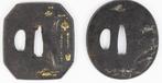 Twee ijzeren tsuba's, Japan, met iro-e taka-zogan, Ophalen of Verzenden, Overige soorten, Azië, Zwaard of Sabel