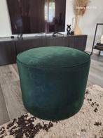 Groene Velvet Poef, Minder dan 50 cm, Rond, Minder dan 50 cm, Ophalen of Verzenden