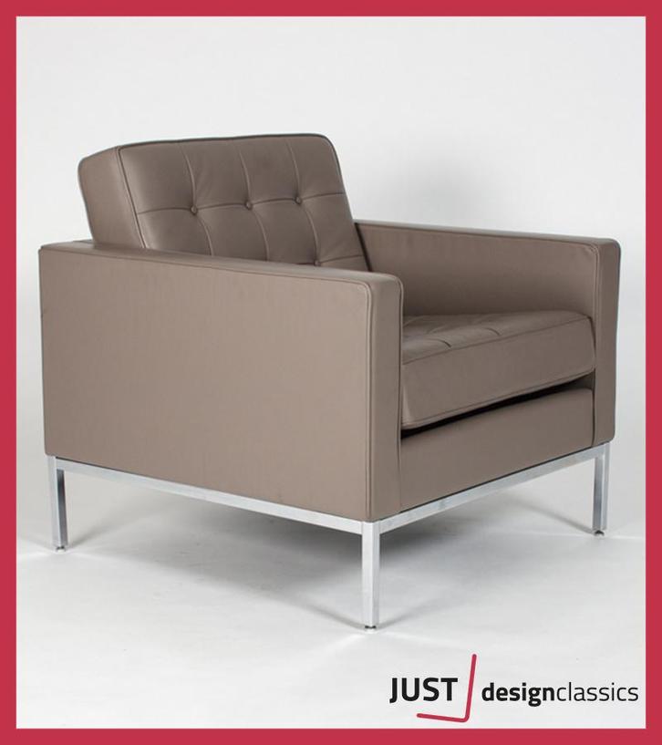Florence Knoll Lounge Chair Zand Leder (2 beschikbaar), Huis en Inrichting, Fauteuils, Zo goed als nieuw