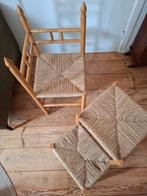 Houten hoekstoel met biezen zitting + 2 extra hoekdeel, Antiek en Kunst, Antiek | Meubels | Stoelen en Banken, Ophalen