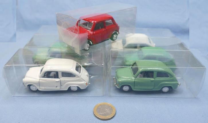 Guisval 1/43 : Partij 6x Fiat 600 en 1x Mini (metaalmoeheid), Hobby en Vrije tijd, Modelauto's | 1:43, Gebruikt, Auto, Overige merken