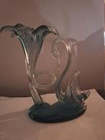 Glazen Zwaan met Bloemenvaas, Blauw, Ophalen of Verzenden, Minder dan 50 cm, Glas