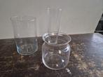 3 verschillende vazen onbeschadigd, Huis en Inrichting, Overige kleuren, Ophalen of Verzenden, Minder dan 50 cm, Glas