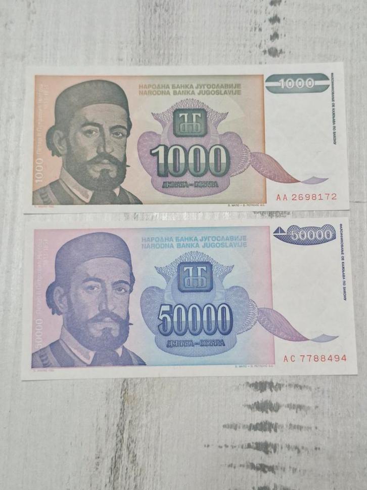 Joegoslavië Bankbiljetten Setje 2 stuks UNC, Postzegels en Munten, Bankbiljetten | Europa | Niet-Eurobiljetten, Setje, Overige landen