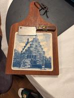 Vintage snijplank met Delfts blauwe tegel, Antiek en Kunst, Ophalen of Verzenden