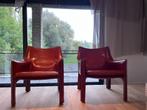2 Cassina 414 Cab fauteuils, Huis en Inrichting, Ophalen, Gebruikt, Minder dan 75 cm, Leer