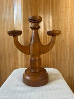 Vintage massief eiken driepoot kandelaar, Ophalen