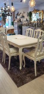 Landelijk Brocante Queen Ann eettafel met stoelen, Huis en Inrichting, Tafels | Eettafels, Ophalen, 5664HM, 50 tot 100 cm, Queen ann