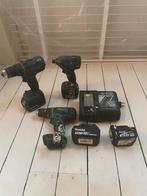 Makita Set: 3 Machines, 4 Accu's, Lader (18V & 14.4V), Doe-het-zelf en Verbouw, Gereedschap | Boormachines, Boormachine, Gebruikt