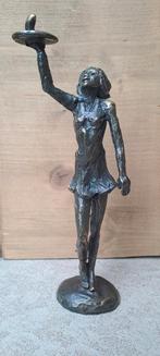 Bronzen beeldje - Meisje met dienblad 24cm Astrid Veldhuyzen, Ophalen of Verzenden