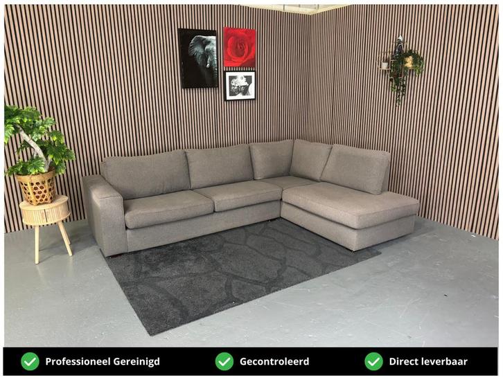GRATIS LEVERING Hoekbank Stof Bruin 295x210 REFURBISHED, Huis en Inrichting, Banken | Bankstellen, Zo goed als nieuw, Hoekbank
