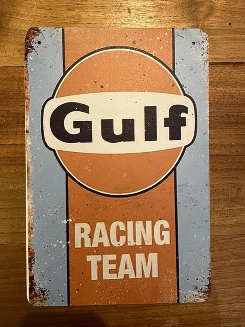 Gulf Racing Team metalen reclamebord / wandbord (Old Look), Verzamelen, Automerken, Motoren en Formule 1, Nieuw, Auto's, Ophalen of Verzenden