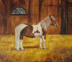 Henri Busy, olieverf op board, fraaie bonte pony., Ophalen of Verzenden