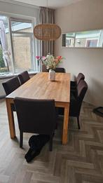 Chocoladebruine Eetkamerstoelen - Tegen elk aannemelijk bod!, Huis en Inrichting, Stoelen, Ophalen, Gebruikt, Bruin, Stof