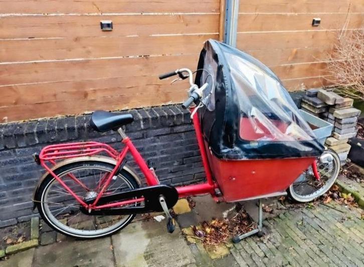Bakfiets nl cargo short met huif, Fietsen en Brommers, Fietsen | Bakfietsen, Gebruikt, Overige merken, 4 kinderen of meer, Huif
