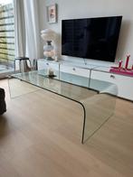 Vintage glazen salontafel van goede kwaliteit, Ophalen, Gebruikt, 100 tot 150 cm, Glas