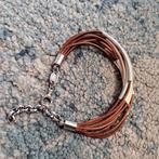 Fossil dames armband leren goud/zilver/roze gratis verzenden, Sieraden, Tassen en Uiterlijk, Armbanden, Verzenden, Leer, Zo goed als nieuw
