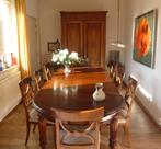Fraaie massief mahonie coulissen tafel max. 2.70 x 1.12 m, Gebruikt, 100 tot 150 cm, 200 cm of meer, Ophalen of Verzenden