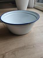 Emaillen teil / wasteil wit met blauwe rand, Antiek en Kunst, Antiek | Emaille, Ophalen