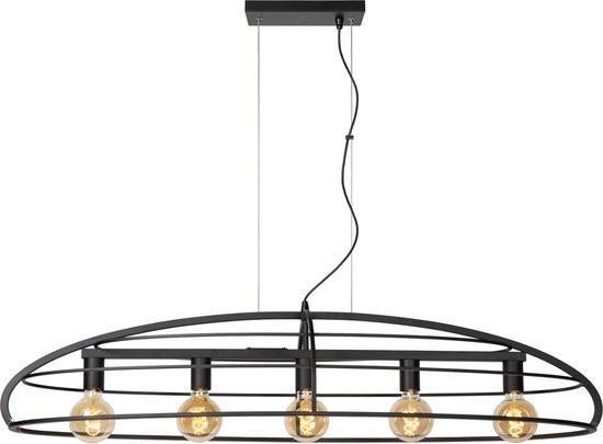 Lucide DIKRA - Hanglamp - 5xE27 - Zwart, Huis en Inrichting, Lampen | Hanglampen, Nieuw, 75 cm of meer, Metaal, Ophalen of Verzenden