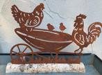 KIPPEN OP OUDE KRUIWAGEN GROOT NIEUW, Tuin en Terras, Tuinbeelden, Dierenbeeld, -, -, Nieuw