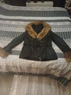 Leren jas met bontkraag lams leer, Zwart, Maat 42/44 (L), Ophalen of Verzenden, Onbekend
