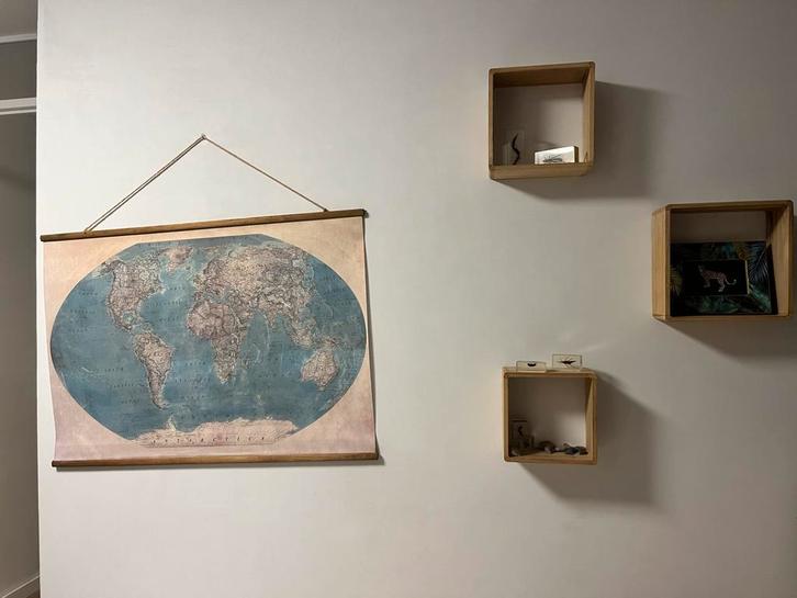 Kinderkamer Decoratie Set - Wereldkaart, Kubussen, Vogel, Huis en Inrichting, Woonaccessoires | Overige, Zo goed als nieuw, Ophalen