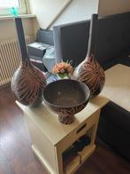 Set van 3 decoratieve vazen, Gebruikt, Zwart, Aardewerk of Porselein, Ophalen of Verzenden