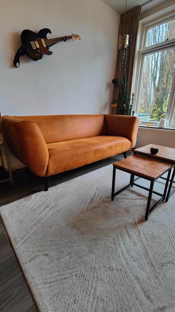 Zitmaxx Jolie Bank cognac - Echt Leder Microvezel, Huis en Inrichting, Banken | Bankstellen, Zo goed als nieuw, Rechte bank, 200 tot 250 cm